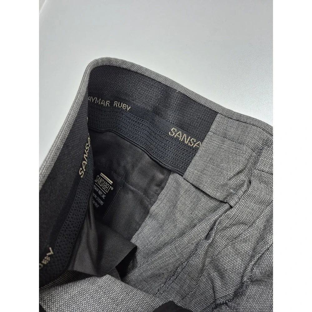 VTG Sansabelt Suit Mens 46 Long Gray Wool Check 2 Piece 41x36 Made in USA NWT